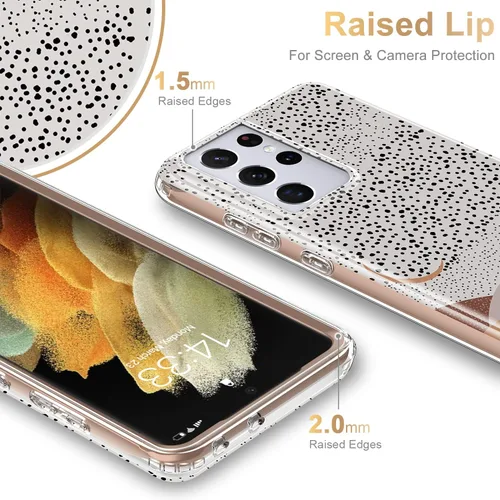 Vista 4 de Esdot Funda para Samsung Galaxy S21 Ultra, Grado Militar Pasa Prueba de Caída de 21 pies, Cubierta Resistente con Diseños de Moda para Mujeres
