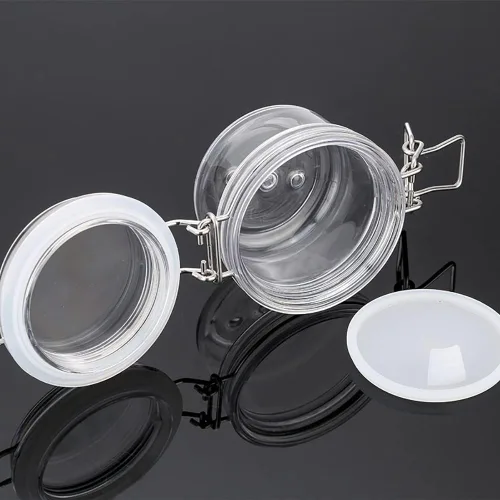 Vista 3 de 2 frascos sellados de plástico transparente de 4.1 fl oz, herméticos para almacenamiento de alimentos, tarros de boca ancha, frascos redondos
