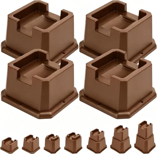 Vista 13 de Elevadores de Cama Shouwuhho de 2 Pulgadas, Elevadores de Muebles con Alturas de 2 3 4 5 6 7 8 Pulgadas de Alta Resistencia, Elevadores de Cama