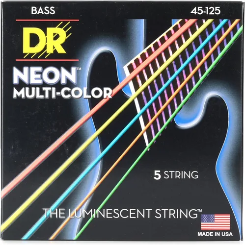 Vista 12 de DR Strings NEON - Cuerdas para bajo eléctrico, 0.045-.105, medianas, color rojo