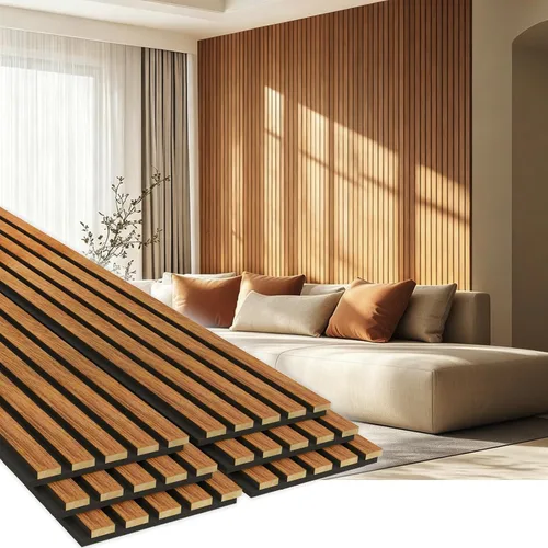 Vista 13 de EVERECO Paquete de 4 paneles de madera de 94.5 x 11 pulgadas para pared, paneles acústicos insonorizados de pared, paneles de pared 3D