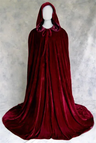 Vista 2 de Newdeve - Capa de terciopelo medieval de longitud completa con capucha para disfraz de cosplay para adultos