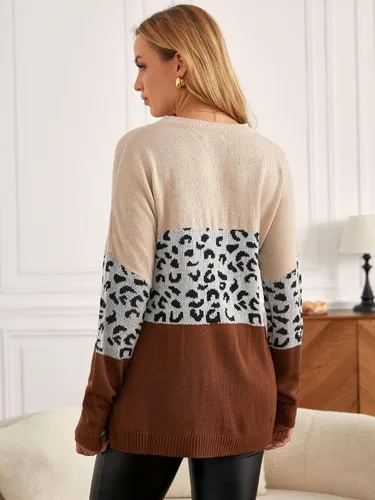 Vista 2 de MakeMeChic Suéter de maternidad con cuello redondo y manga larga para mujer