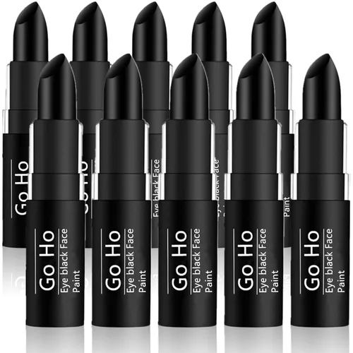 Vista 11 de Go Ho Barra de pintura facial negra fácil de colorear, tiras de ojos impermeables para palo de béisbol, accesorios de fútbol, lápiz labial y pintura