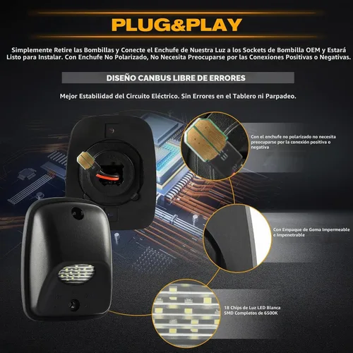 Vista 3 de Gempro Lámpara LED de repuesto para placa de matrícula compatible con Tocama Pickup Truck 1995-2004, luz trasera de 6500 K, color blanco