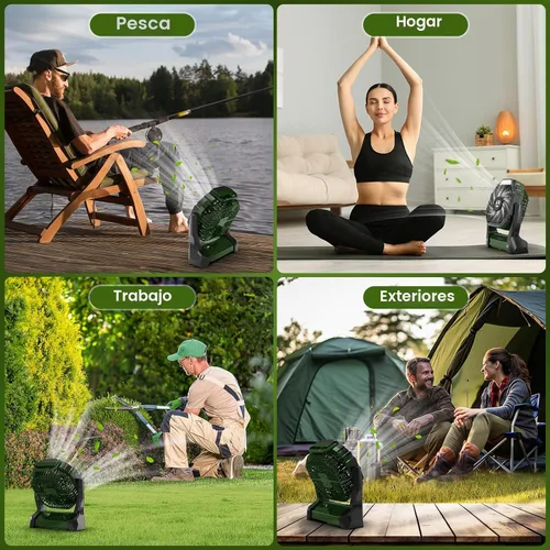 Vista 7 de Ventilador Portátil Recargable, 20000mAh Ventiladores Inalámbricos con Batería para Tienda de Campaña con Linterna LED, Pequeño Ventilador Exterior