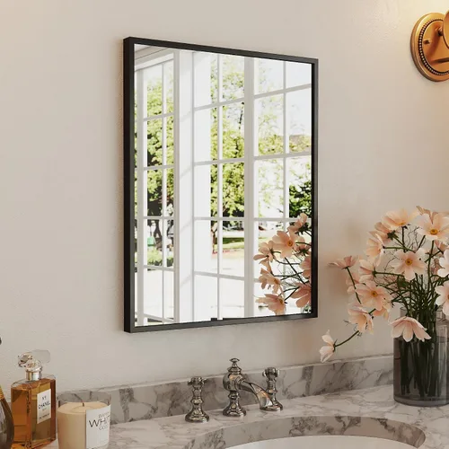 Vista 14 de [Usado] Espejo de baño con marco negro mate, espejo rectangular de tocador de 55 x 30 pulgadas, espejo de pared rectangular grande, antioxidante