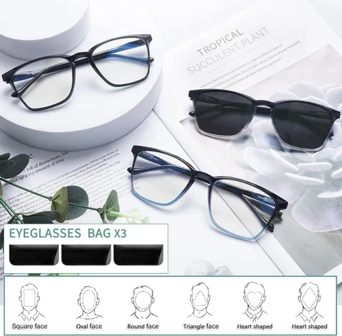 Vista 2 de COJWIS 3 packs Progressive Multifocus Reading Glasses for Women Blue Light Blocking Reading Glasses Spring Hinge Readers