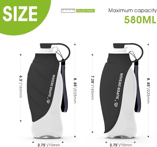 Vista 6 de SUPERDESIGN Botella de agua para perro, botella de agua portátil para perros pequeños a grandes, botella de agua de viaje para perros a prueba