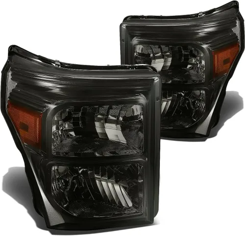 Vista 12 de DNA MOTORING Conjunto de faros delanteros compatible con 11-16 F-250 / F-350 / F-450 / F-550 Super Duty, ámbar negro, HL-OH-FSU13-BK-AM