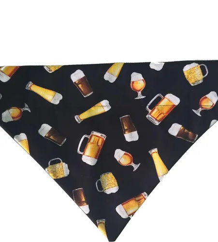 Vista 2 de Bandana de perro con cerveza sobre el collar que se desliza en el tamaño de su collar existente (XS)