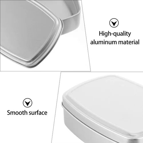 Vista 3 de Caja de aluminio cuadrada de 2 piezas de cosméticos Contenedor de almacenamiento de aluminio Contenedor de almacenamiento cuadrado
