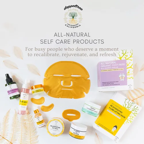 Vista 6 de Doppeltree Máscara facial dorada – Mascarillas de hidrogel prémium para cuidado de la piel y belleza, hidratante y antienvejecimiento – Mascarilla