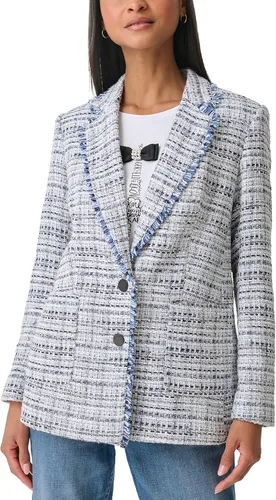 Vista 5 de Karl Lagerfeld Paris Women's Cropped Tweed Button Jacket Negro