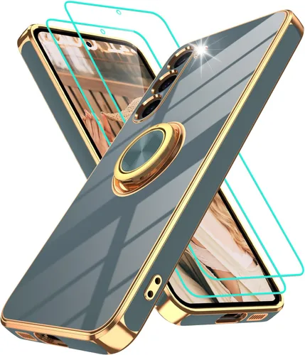 Vista 65 de Funda para Motorola Moto G 5G 2024: Funda Moto G Play 5G 2024 con 2 piezas de protectores de pantalla, soporte de anillo de rotación de 360°