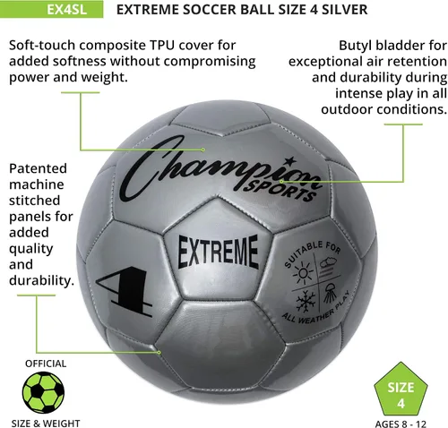 Vista 4 de Champion Sports Extreme Series - Pelota de fútbol compuesto Tamaños 3, 4, 5 en varios colores, 4