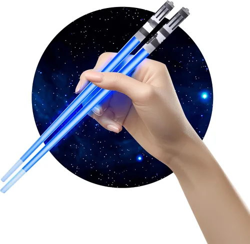 Vista 11 de Palillos de sable de luz con luz LED - Sables de luz brillantes de Star Wars, palillos reutilizables para sushi, juego de palillos con luz LED de 1