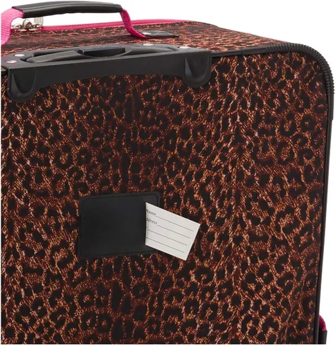 Vista 4 de Rockland Vara Softside - Equipaje vertical, leopardo rosa, juego de 3 piezas (202228), Pink Leopard, Vara Softside Juego de equipaje vertical de 3