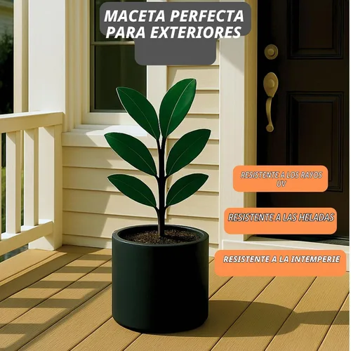 Vista 5 de Fox & Fern - Maceta (fibra de piedra) Padre NEGRO MATE