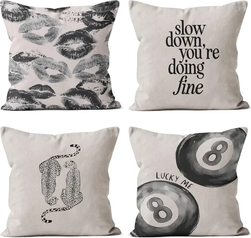 Vista 7 de Juego de 4 fundas de almohada inspiradoras bohemias de 18 x 18 pulgadas, regalos de afirmaciones positivas, coloridas citas motivacionales, fundas