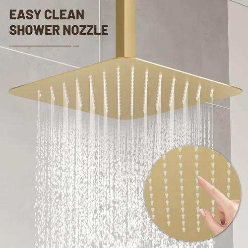 Vista 4 de Esnbia 10" Rain Shower Head, Stainless Steel Rainfall Ceiling Mount Shower Head, 2.5 GPM Water Flow, Brushed Gold