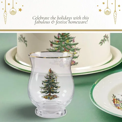 Vista 5 de Spode - Jarrón de árbol de Navidad con forma de huracán, portavelas de pilar de vidrio, florero de cristal, maceta de terrario, centro de mesa