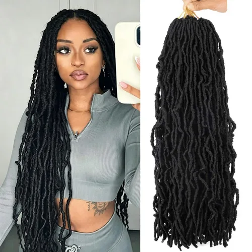 Vista 58 de 6 Paquetes Soft Locs Cabello de Ganchillo Pre Looped Faux Locs Trenzas de Ganchillo Goddess Locs Dreadlocs Cabello Sintético Para Mujeres Negras 1b