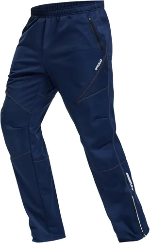 Vista 7 de TSLA Pantalones de ciclismo térmicos a prueba de viento para hombre, pantalones de ciclismo con forro polar, pantalones de ciclismo para exteriores