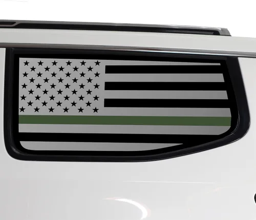 Vista 10 de BOGAR TECH DESIGNS Calcomanía de vinilo precortada con la bandera estadounidense de un cuarto de ventana, compatible con Jeep Wagoneer 2022-2025