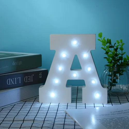 Vista 70 de Ulalaza Letrero de luz LED en blanco y negro, 2 letras AA alimentadas por batería para boda, fiesta de cumpleaños, lámpara de Navidad, luz nocturna
