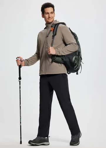 Vista 6 de BALEAF Pantalones cargo de senderismo con forro polar para hombre impermeables softshell y bolsillos con cremallera