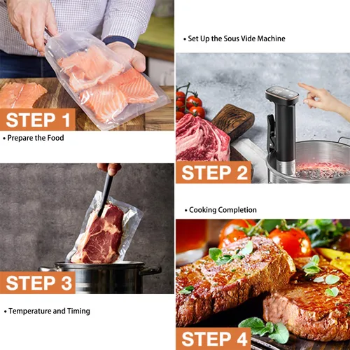 Vista 6 de Olla Sous Vide de 1100 W para carne perfecta y pollo tierno circulador de inmersión ultra silencioso con control táctil preciso y temporizador