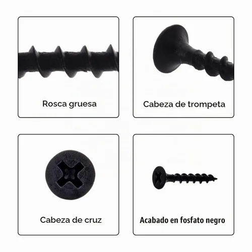 Vista 5 de Juego de 380 tornillos para paneles de yeso, tornillos de madera de 8 tamaños, tornillos de acero negro para paneles de yeso, cabeza de corneta