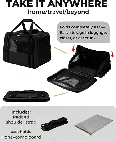 Vista 5 de Transportador suave para mascotas para gatos, perros, viajes en coche