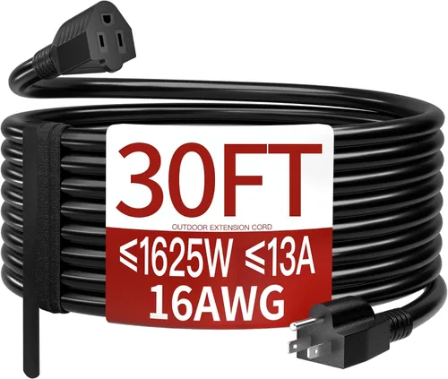 Vista 63 de Cable de extensión corto de 16/3 de 1 pie, cable de extensión negro flexible y duradero, cable de alimentación de 3 clavijas para interiores
