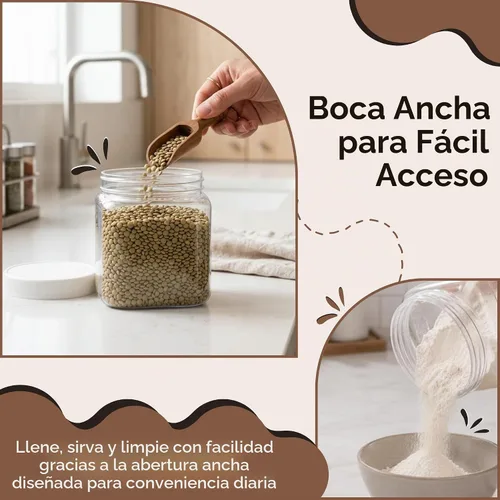 Vista 4 de Pride Of India Tarro cuadrado de plástico PET transparente de grado alimenticio con tapa, capacidad de almacenamiento de 16 onzas líquidas, 2-3