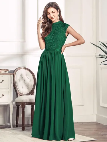 Vista 3 de Miusol Vestido largo formal sin mangas de encaje floral para dama de honor para mujer