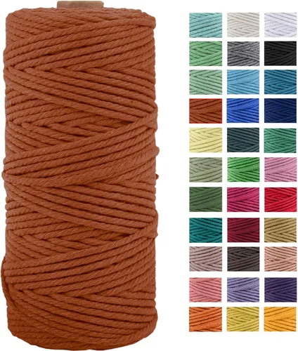 Vista 11 de Cordón de macramé de algodón natural grueso de 3mm x 109 yardas, cuerda de algodón trenzado de 4 hebras para macramé suave de color natural hecho a
