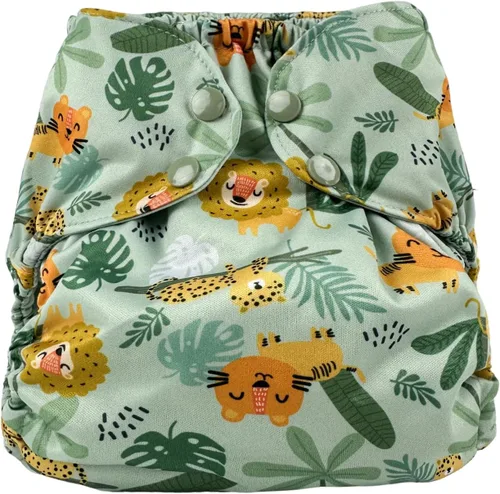 Vista 11 de BISENKID Pañal de tela impermeable reutilizable – Cubierta exterior ajustable sobre una capa interior absorbente para evitar explosiones de orina