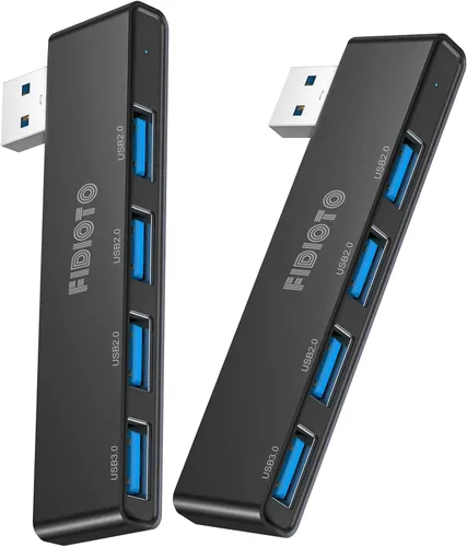 Vista 10 de Paquete de 2 Concentradores USB, Fidioto Concentrador USB de 4 Puertos (1 * Hub 3.0, 3 * Hub 2.0), Concentradores de Red para Laptop, iMac Pro