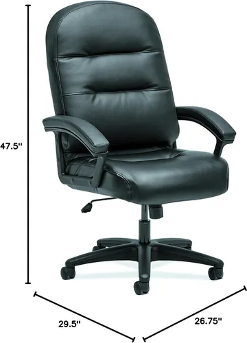 Vista 2 de HON HON2095HPWST11T Silla ejecutiva de computadora de cuero con respaldo alto para escritorio de oficina, color negro (H2095), SofThread