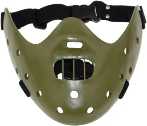 Vista 5 de Kuberas Máscara de Hannibal Lecter El silencio de los corderos, máscara de resina horrible asesino mata máscara de Halloween Cosplay máscara