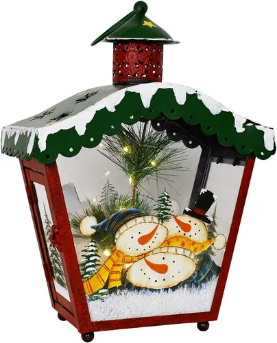Vista 12 de Farol decorativo de Navidad para colgar, farol LED rústico, farol de mesa de metal rústico, funciona con pilas, linterna colgante para interiores
