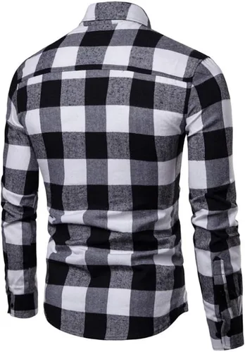 Vista 2 de Camisa a cuadros de franela de manga larga para hombre