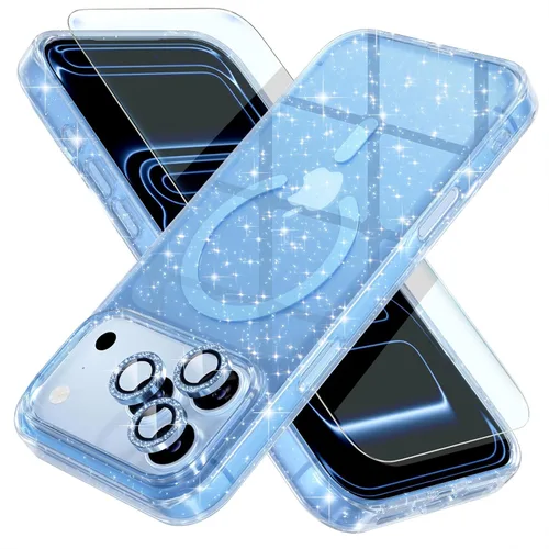 Vista 14 de Choiche Funda para iPhone 15 Pro Max compatible con MagSafe, color negro Purpurina negra