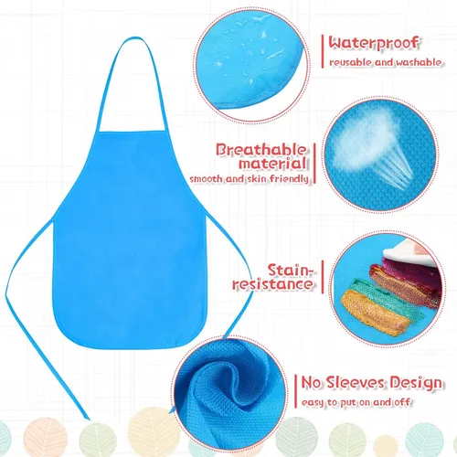 Vista 5 de Yahenda Paquete de 60 delantales de pintura para niños, delantales de tela para artistas infantiles, pintura artística desechable, para niños