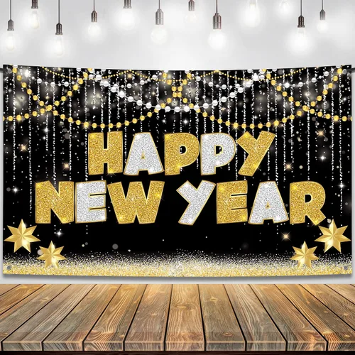 Vista 8 de KatchOn, Banner de Feliz Año Nuevo 2026 - XtraLarge 72x44 Pulgadas Telón de Fondo de Feliz Año Nuevo para Decoraciones de Año Nuevo 2026 Banner