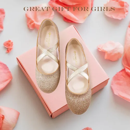 Vista 5 de Zapatos planos Mary Jane para niña, zapatos de ballet, zapatos de príncipes brillantes, zapatos de fiesta, vestido de boda, bailarinas para niños