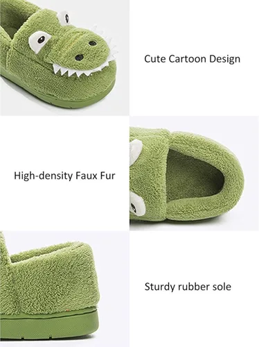 Vista 3 de AngelGift Zapatillas de dinosaurio para niños pequeños y niñas