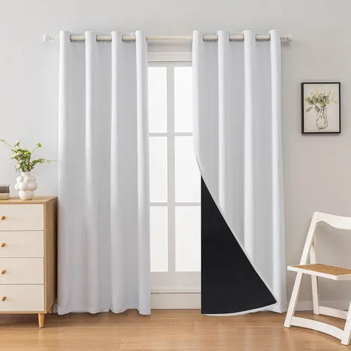 Vista 12 de Anytime Juego de 2 paneles de cortinas 100% opacas, con aislamiento térmico para dormitorio, paneles de sombreado completo